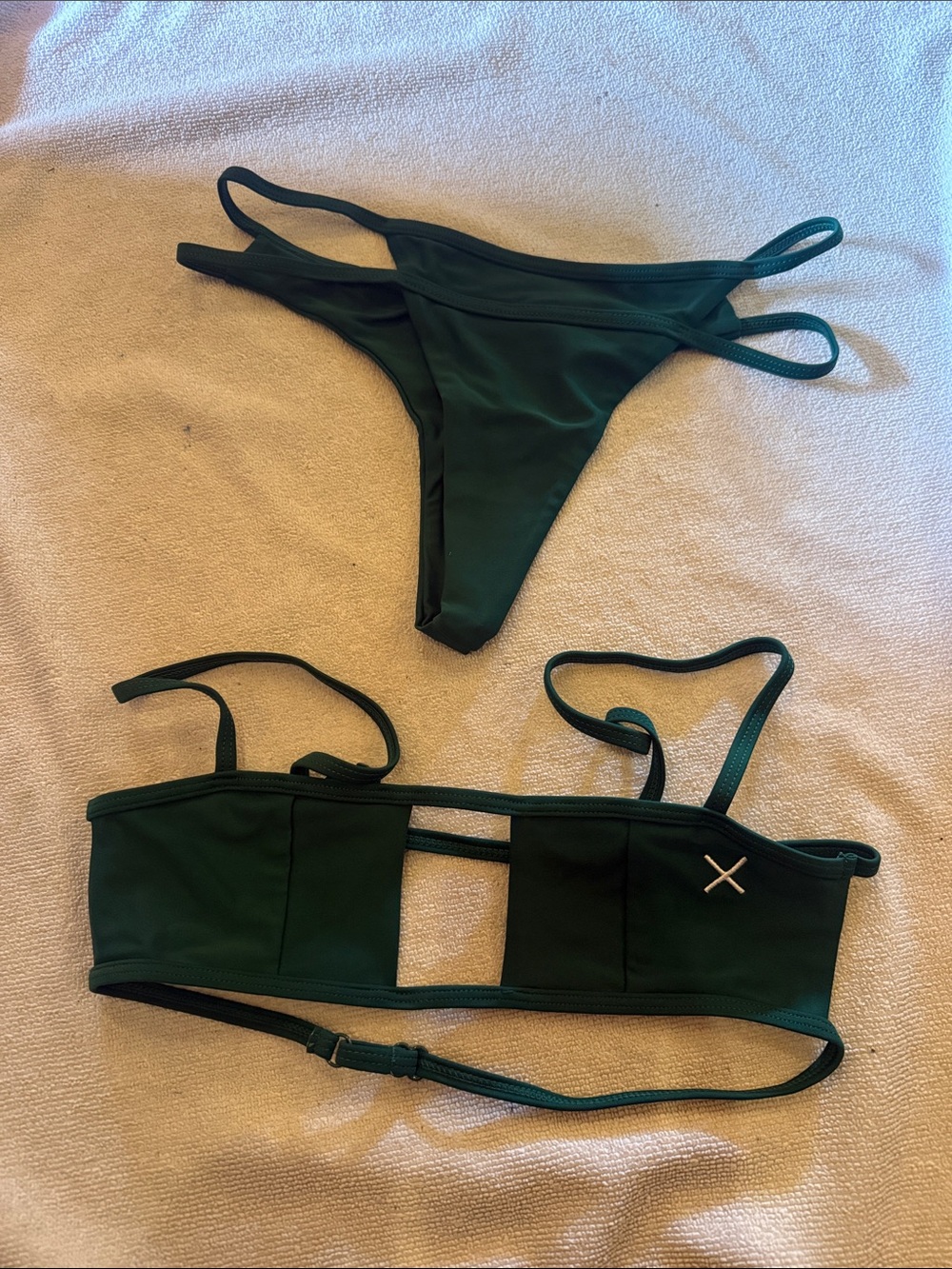 Boutine LA Deep Green Cutout Bandeau Bikini Set
